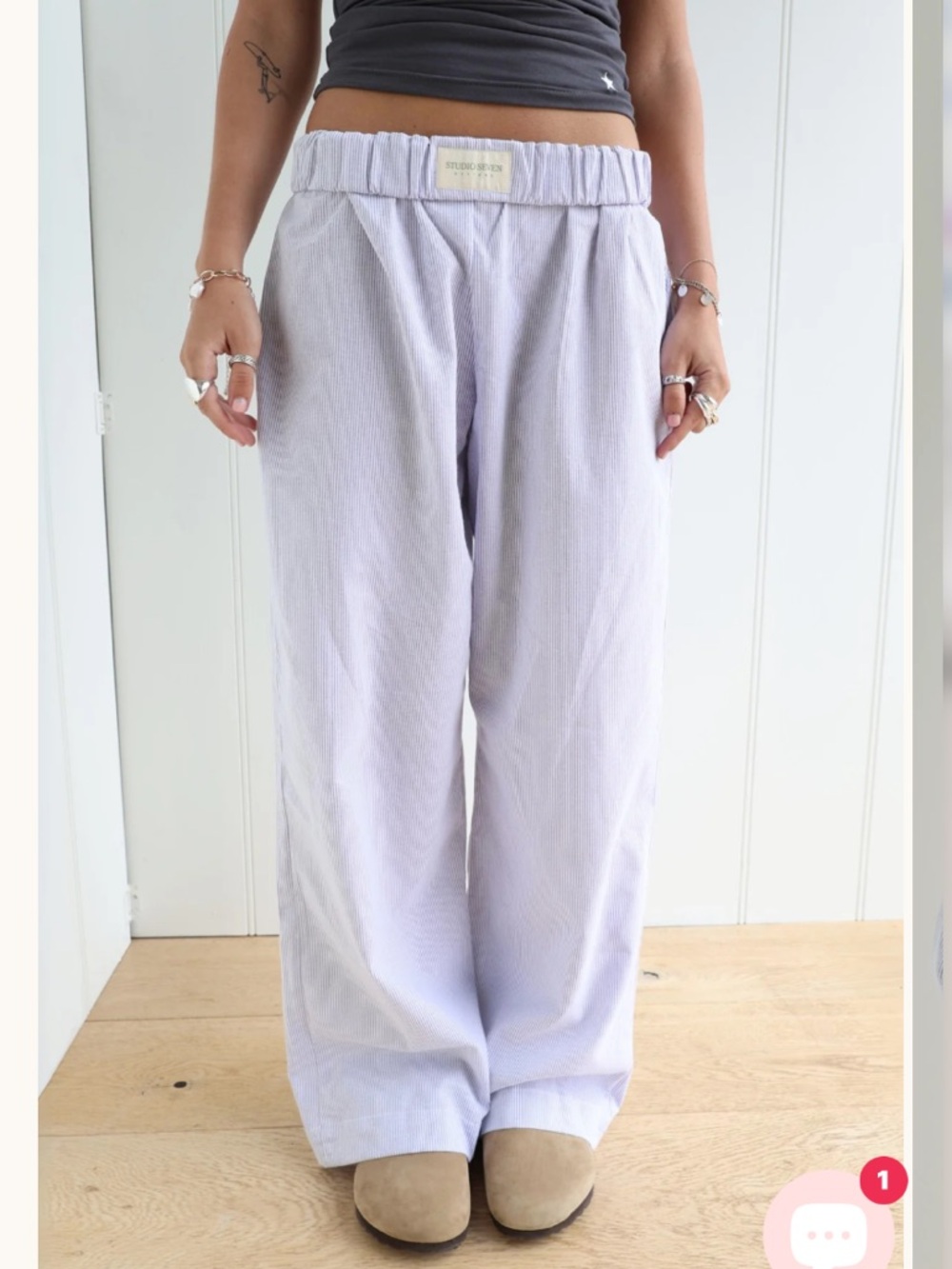 NWOT Studio Seven Lila lounge Pants Blue Striped